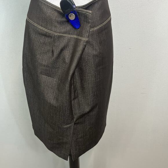 Cache Skirt size 6 Classic Brown Straight Pencil Knee Stretch Casual Career - Picture 7 of 9